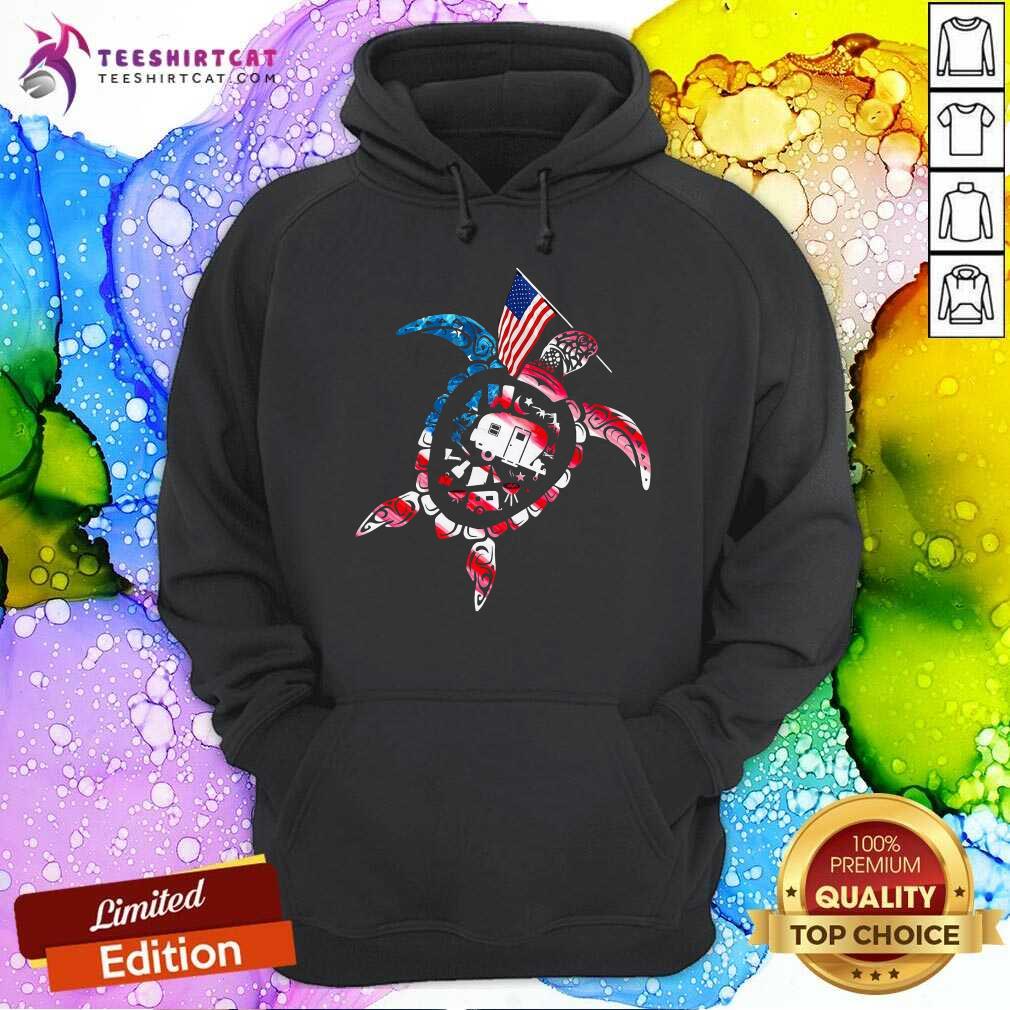 Turtle American Flag Camping Shirt