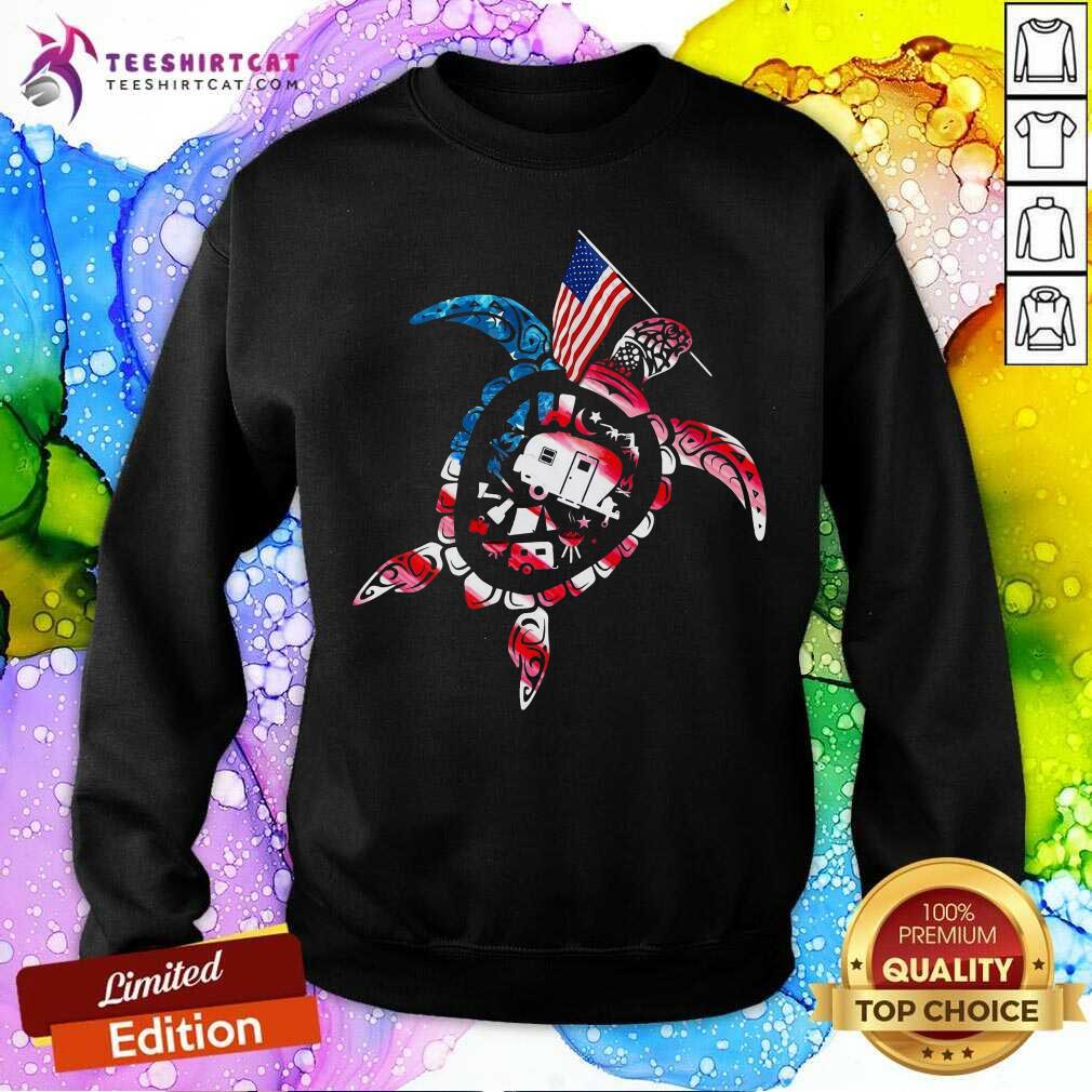 Turtle American Flag Camping Shirt