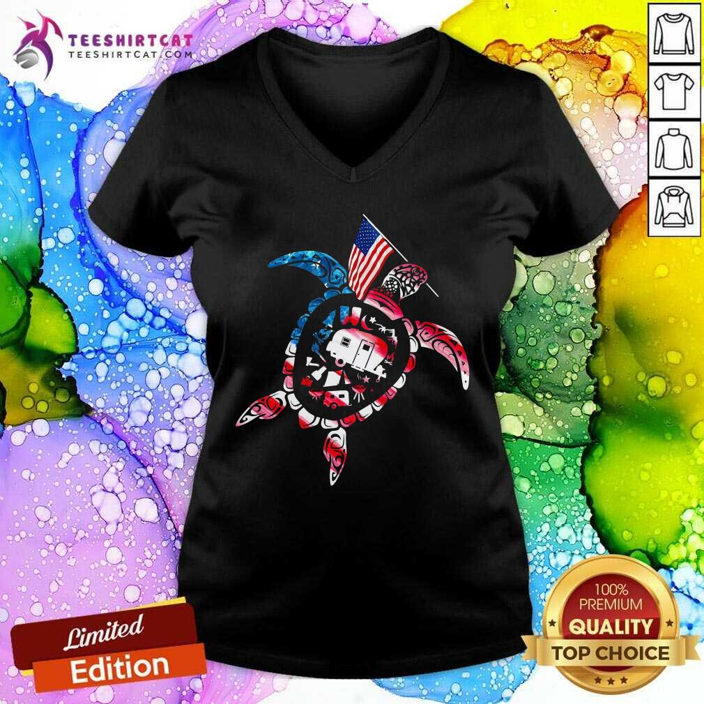 Turtle American Flag Camping Shirt