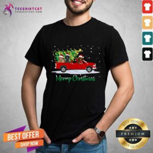 Nice Poodle Red Car Truck Christmas Tree Funny Santa Xmas Dog Poodle Red Car Truck Christmas Tree Fu T-Shirt