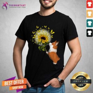 Nice Corgi Butterfly Sunflower Shirt