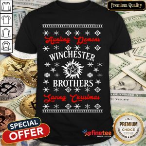 Funny Hunting Demons Winchester Brothers Saving Christmas Shirt