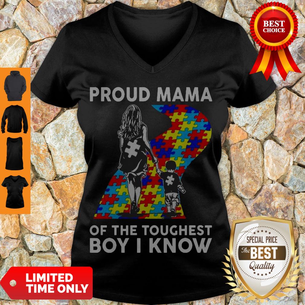 Top Proud Mama Of The Toughest Boy I Know Autism Awareness Shirt