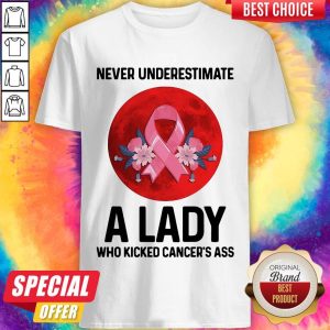 Lovely Never Underestimate A Lady Who Kicked Cancers Ass Moon Shirt