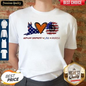 German shepherd Love Heart Sunflower American Flag Veteran Independence Day Shirt