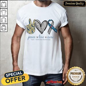 Hot Peace Love Cure Type Diabetes Awareness Shirt