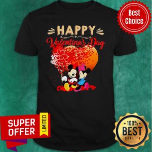 Funny Mickey And Minnie Mouse Happy Valentines Day Heart Shirt