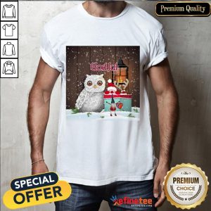 Happy Cute Owl Nisse God Jul Merry Christmas Shirt
