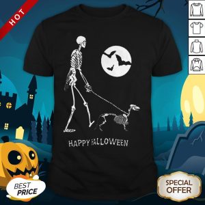 Skeleton Corgi Under Moon Light Happy Halloween Shirt