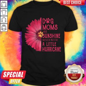 Gerbera Daisy Pink Dog Moms Are Sunshine Mixed With A Little Hurricane Shirt
