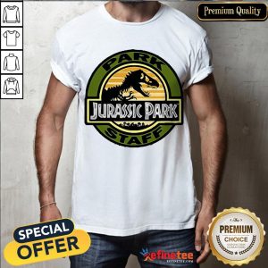Nice Jurassic Park Staff Logo Pocket Patch Graphic Shirt