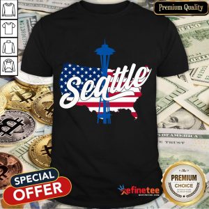 Seattle Tower Needle Space Usa Flag American T-Shirt