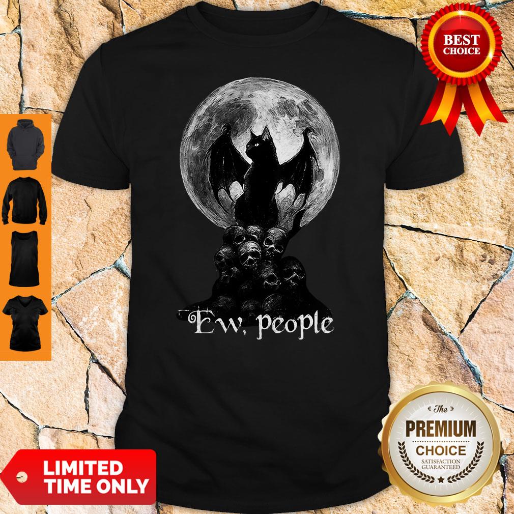 Official Bat And Black Cat Moon Skull Ew People Shirt