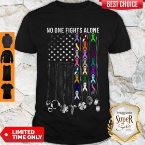 Top American No One Fights Alone Breast Cancer Awareness Shirt