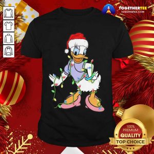 Pretty Duck Daisy Hat Santa Happy Merry Christmas Shirt