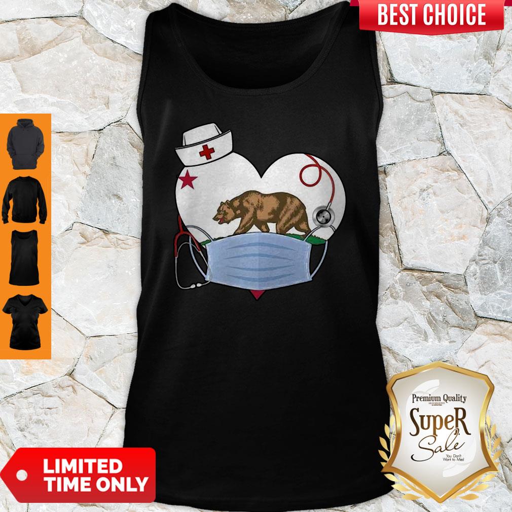 Top The Bear State Heart Flag Nurse Shirt