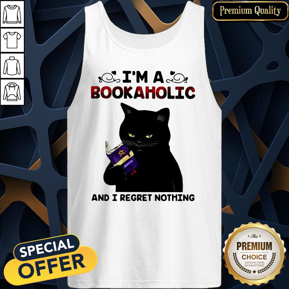 Black Cat I’m A Bookaholic And I Regret Nothing Shirt