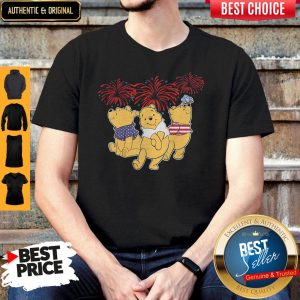 Beautiful Pooh Firework American Flag Independence Day Shirt