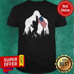 Nice Bigfoot Rock And Roll American Flag In The Forest Shirt