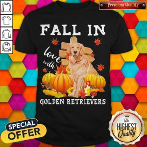 Top Fall In Love With Golden Retrievers Shirt