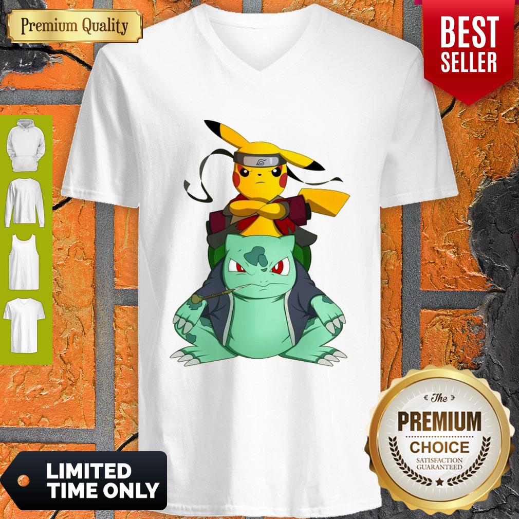 Pretty Pokemon Pikachu And Bulbasaur Mashup Naruto Jiraiya Shirt