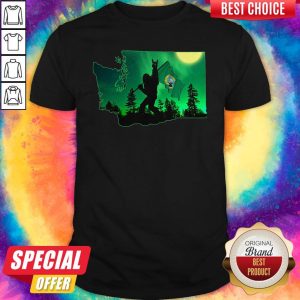 Premium Bigfoot Rock And Washington Flag Shirt