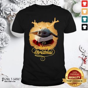 Premium Baby Yoda Reindeer Merry Christmas Shirt