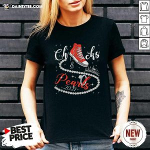 Good Diamond Ring And Crown Converse Chucks And Pearls With Kamala Harris 2021 Shirt