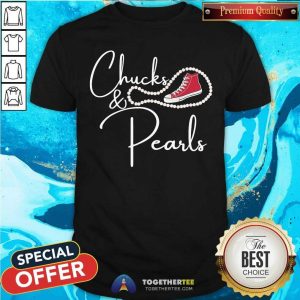 Original Kamala Harris Chucks And Pearls 2021 Red Converse Tee Shirt