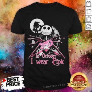 Jack Skellington Breast Cancer In October I Wear Pink Halloween Shirt