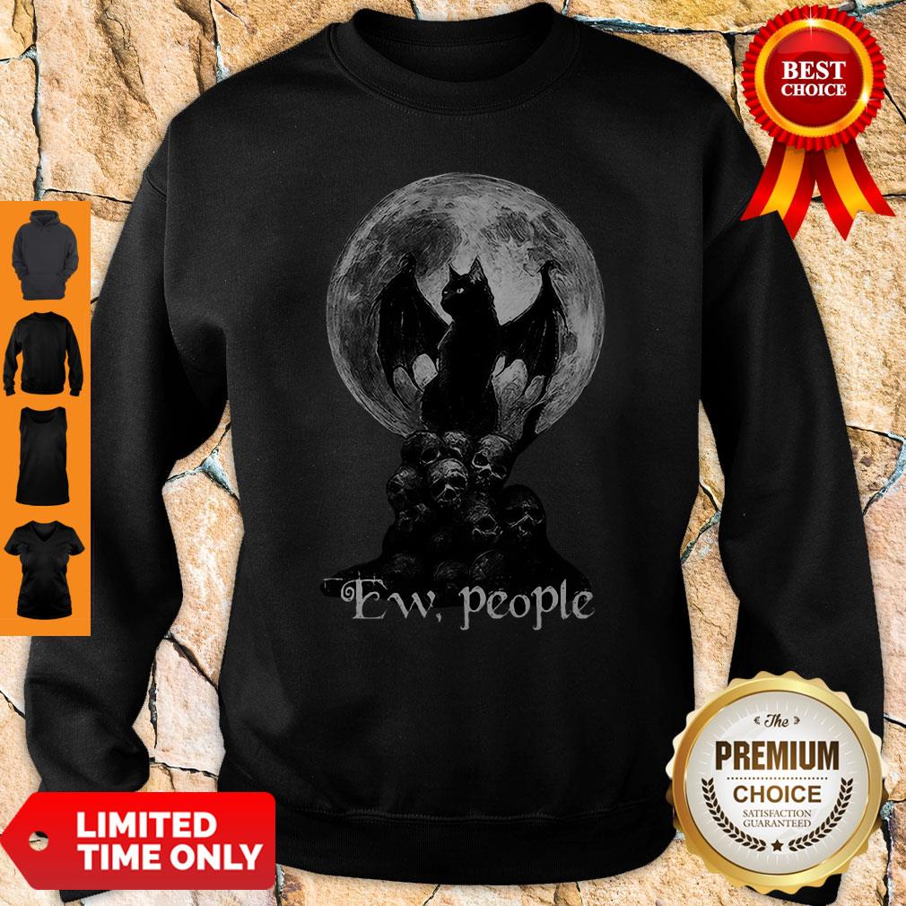 Official Bat And Black Cat Moon Skull Ew People Shirt