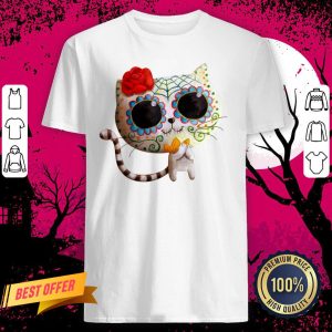 White Cat Of The Dead Dia De Muertos Sugar Skull Shirt