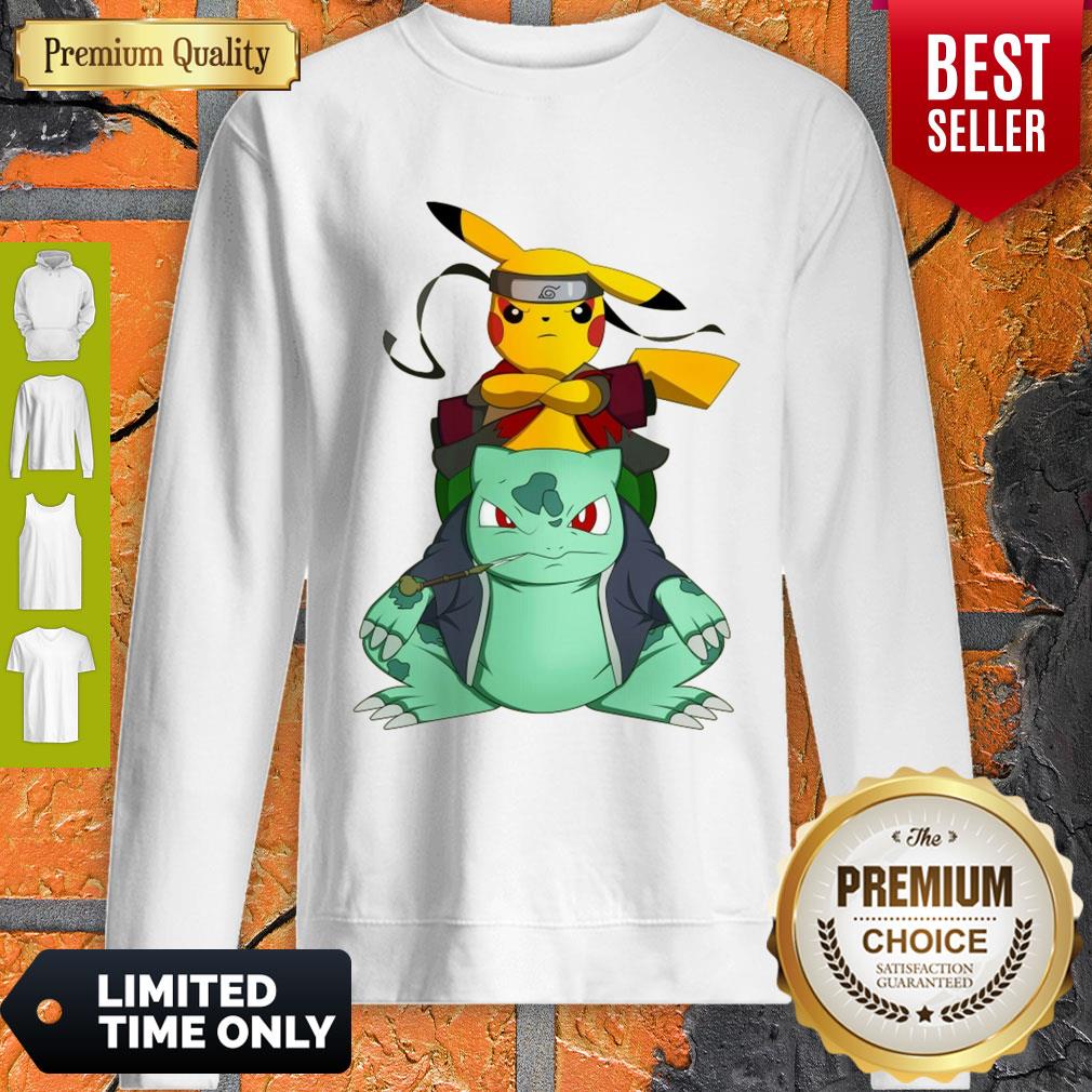 Pretty Pokemon Pikachu And Bulbasaur Mashup Naruto Jiraiya Shirt