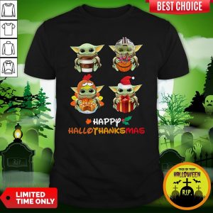 Funny Baby Yoda Happy Hallothanksmas Shirt