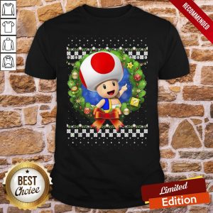 Original Super Mario 3D Toad Christmas Wreath Graphic Shirt