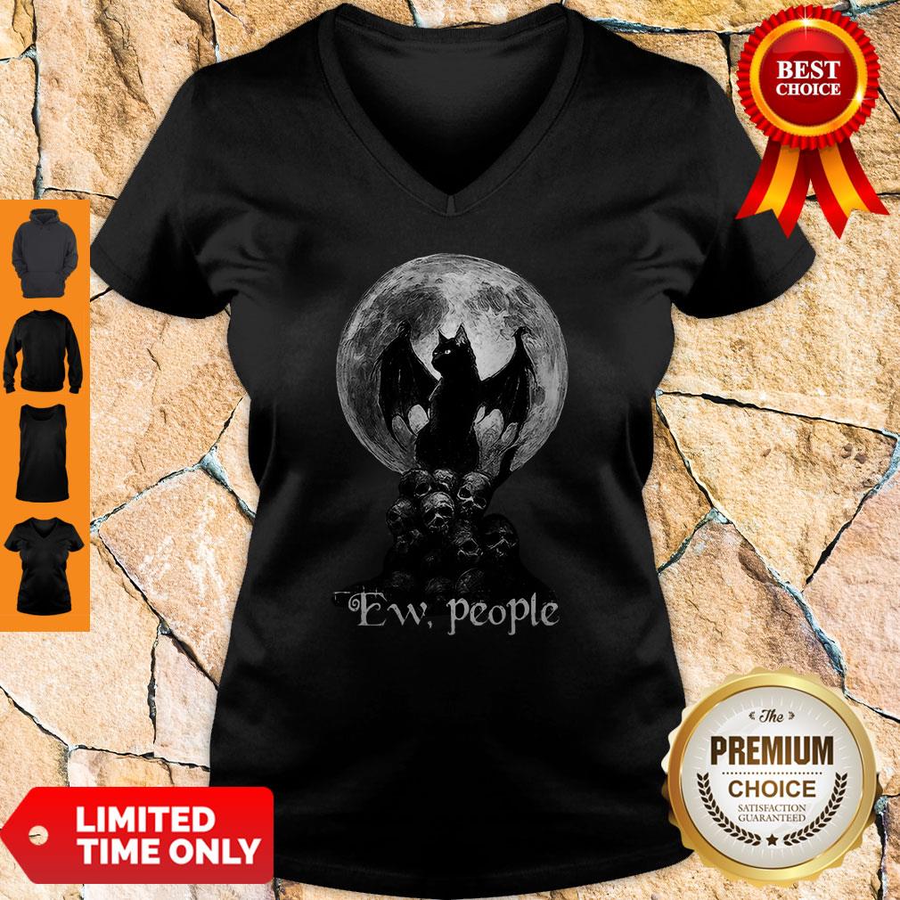 Official Bat And Black Cat Moon Skull Ew People Shirt