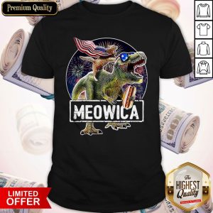 Cute Meowica Cat T Rex Dinosaur 4th Of July Shirt