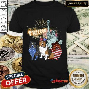 Freedom Dog Shetland Sheepdog Statue Of Liberty Shirt