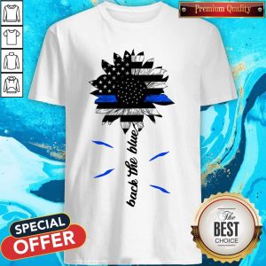 Top Black The Blue Sunflower Support Police American Flag Shirt