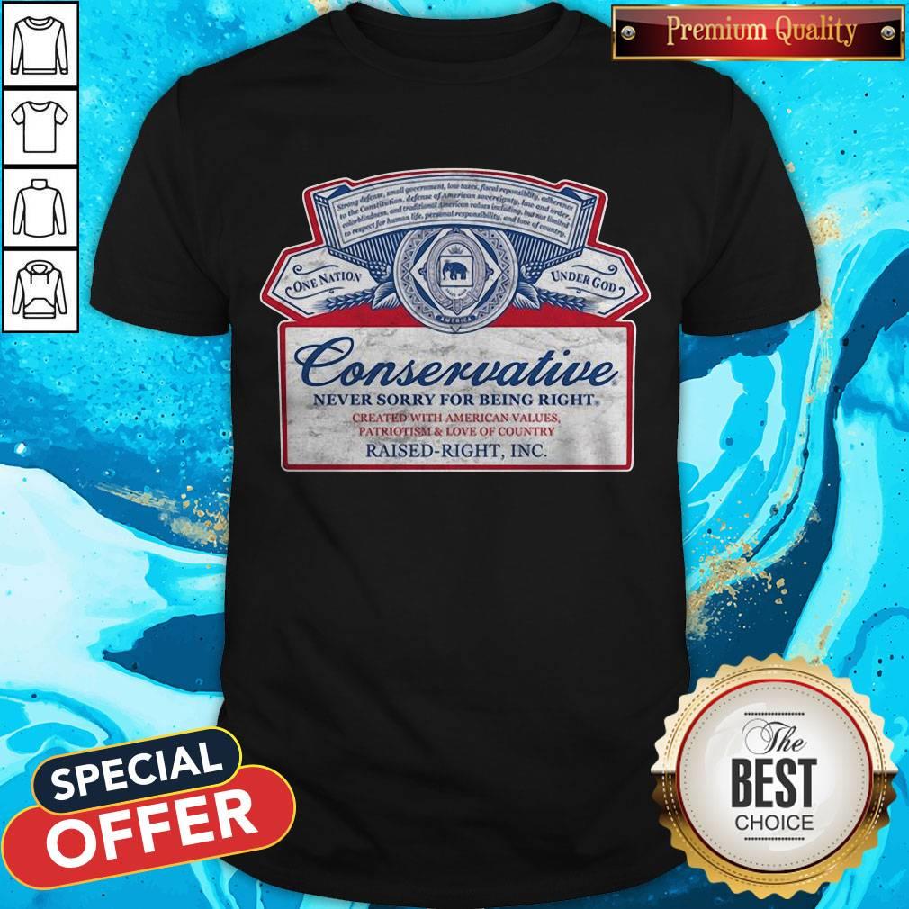 Conservative Never Sorry For Being Right Shirt