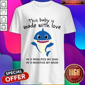 Funny Baby Shark This Baby Is Made With Live In 2 Minutes By Dad In 9 Months By Mom Shirt
