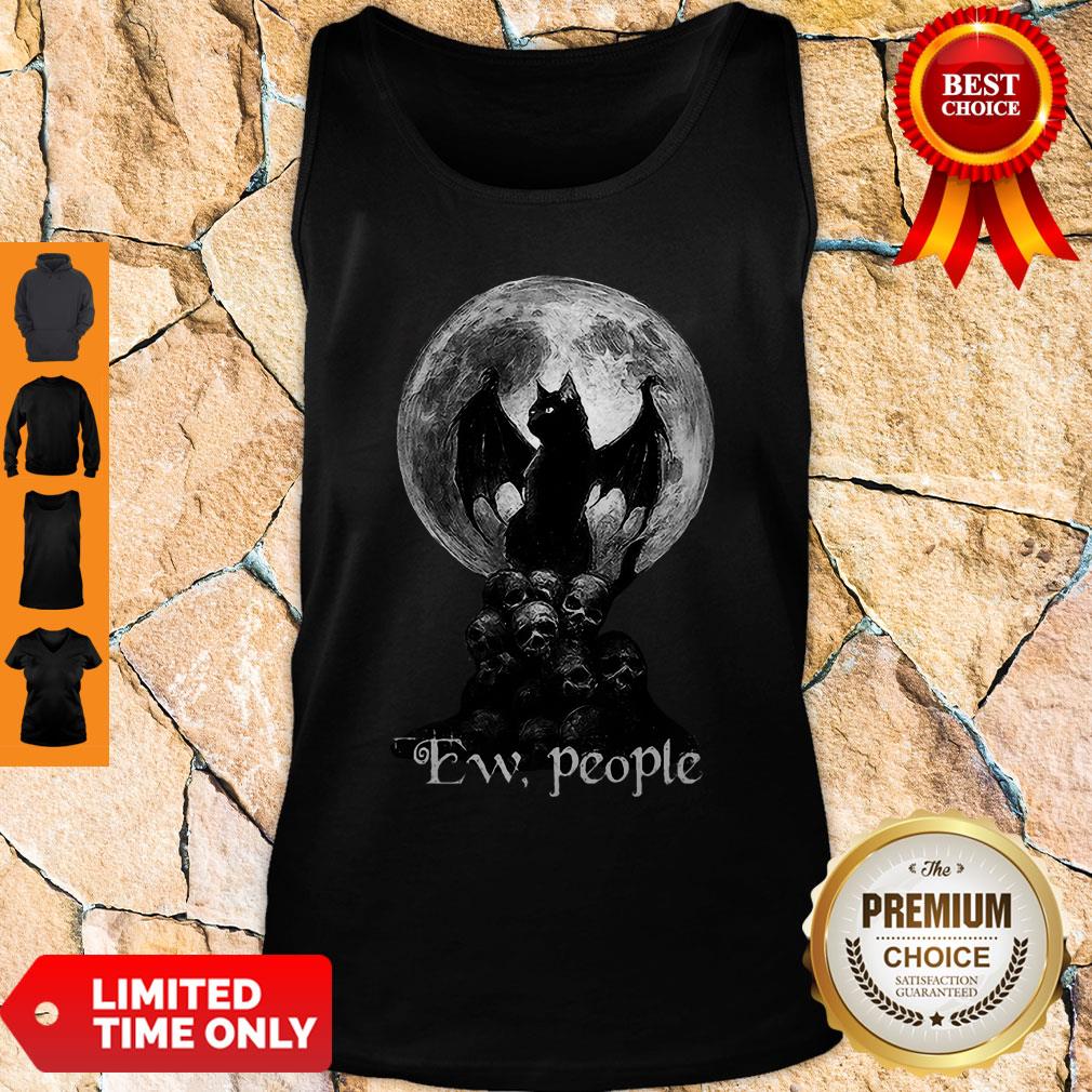 Official Bat And Black Cat Moon Skull Ew People Shirt