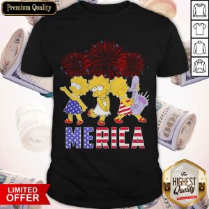 Firework Lisa Simpson Merica American Flag Independence Day Shirt