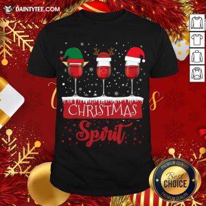 Official Red Wine Glasses Christmas Spirit Santa Elf Reindeer T-Shirt