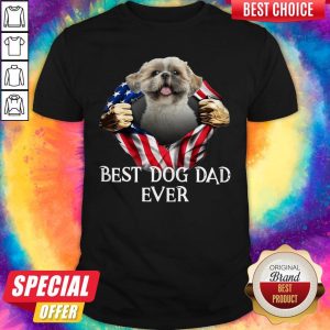 Official Blood Inside Me Shih Tzu Dog American Flag Best Dog Dad Ever Shirt