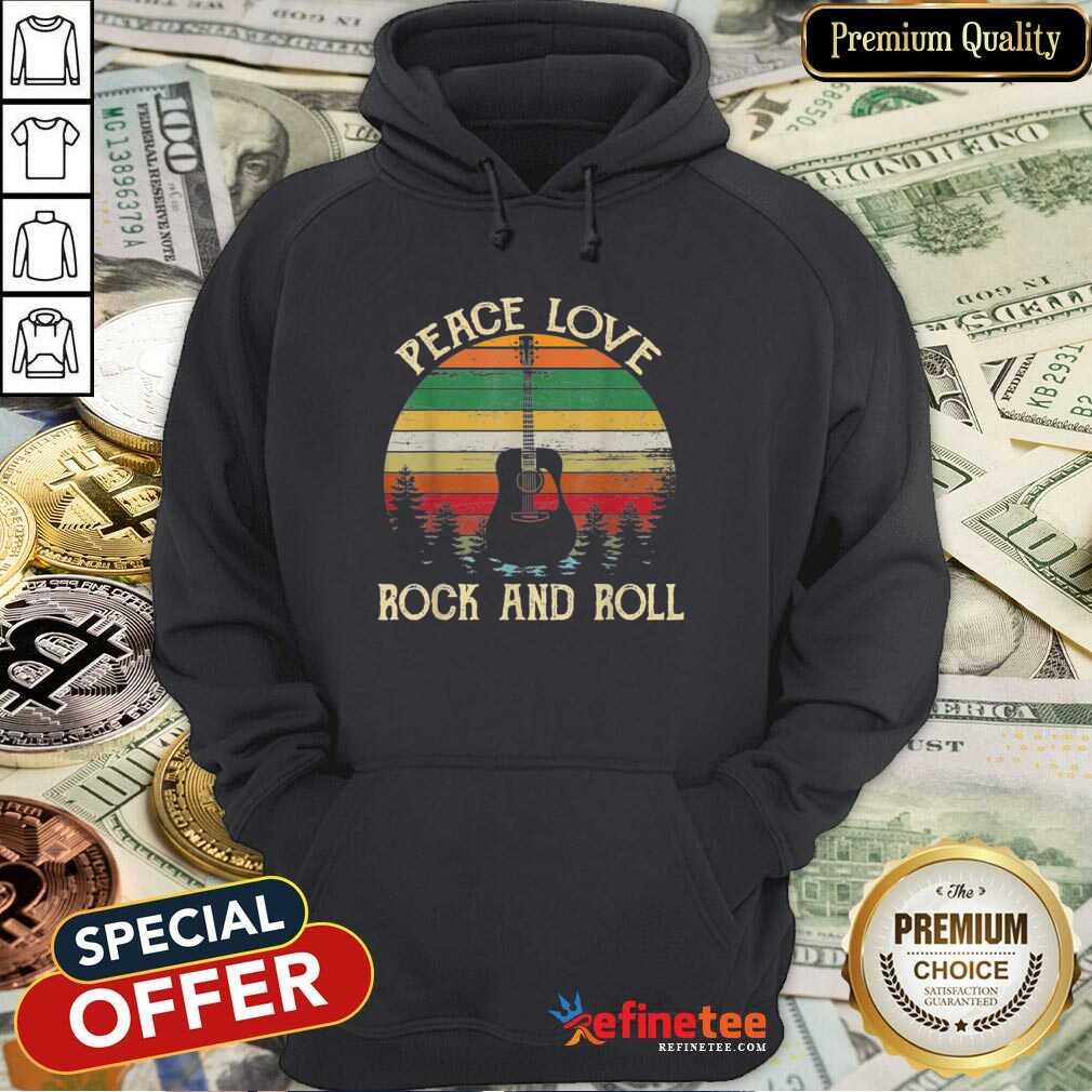 Attractive Peace Love Rock And Roll Guitar Vintage Shirt