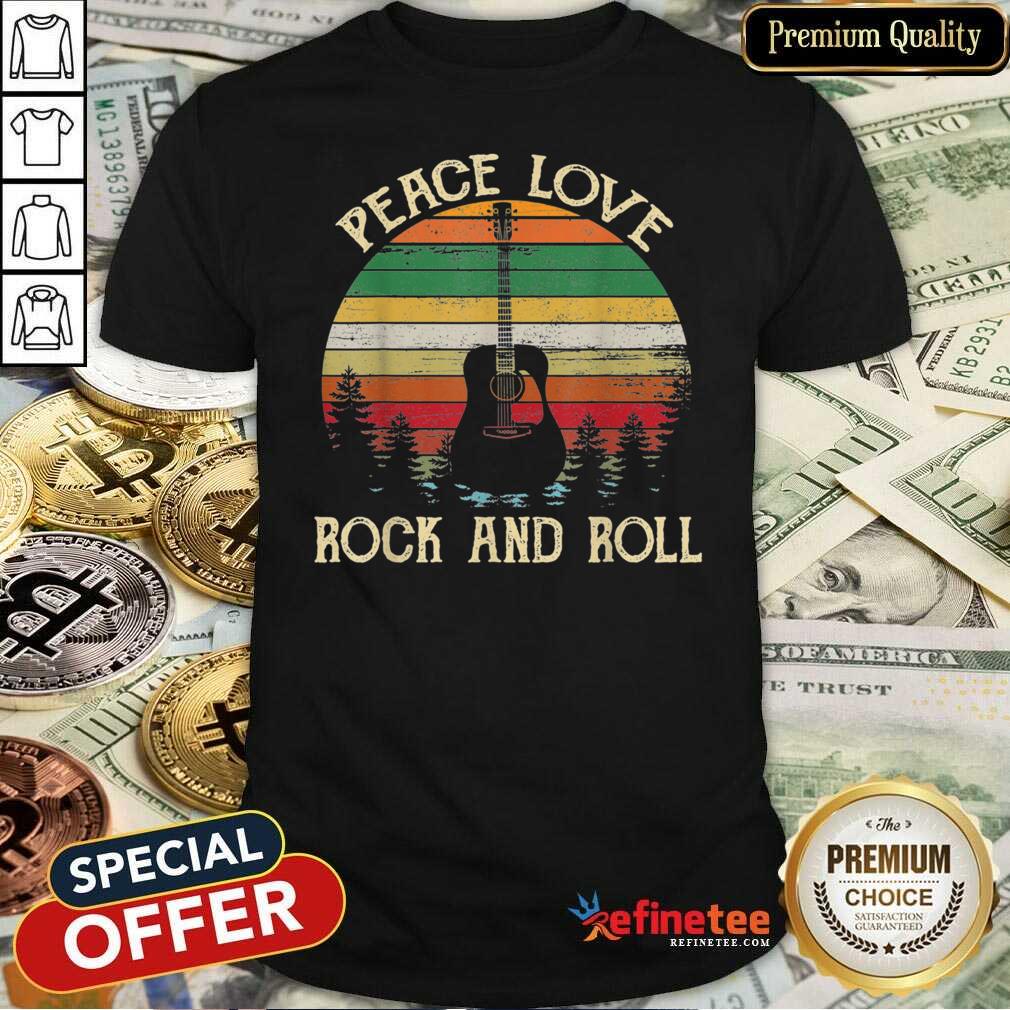 Attractive Peace Love Rock And Roll Guitar Vintage Shirt