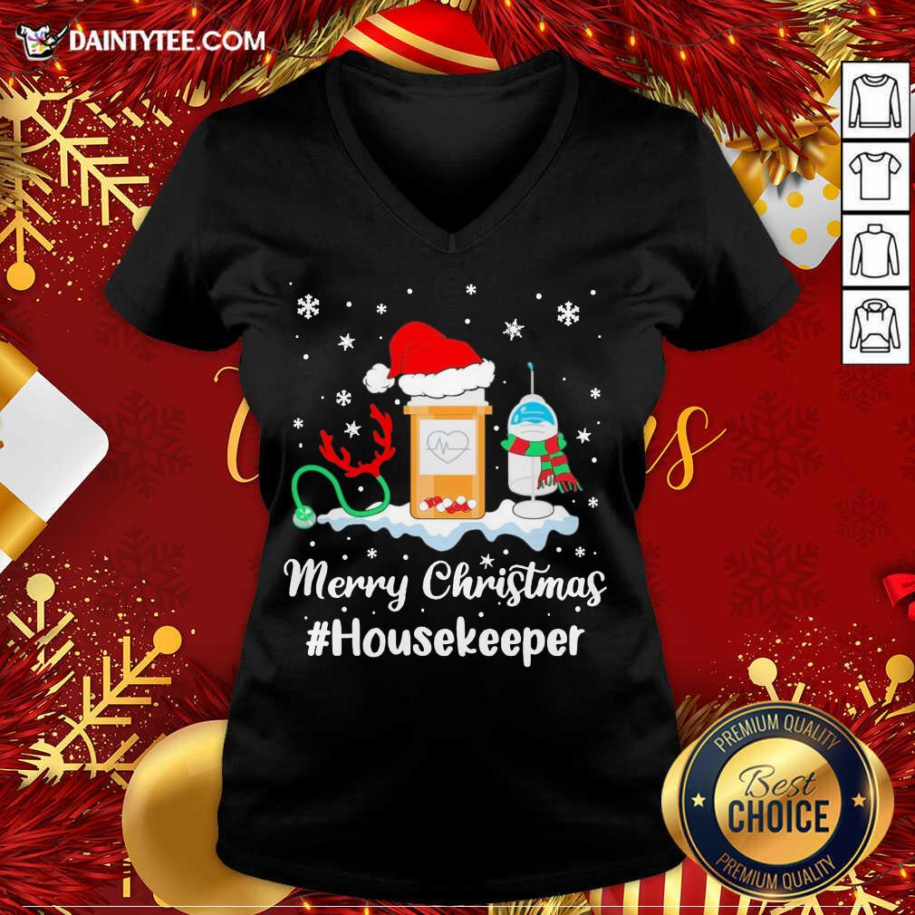 Awesome Nurse Santa Vaccine Merry Christmas #Housekeeper Shirt