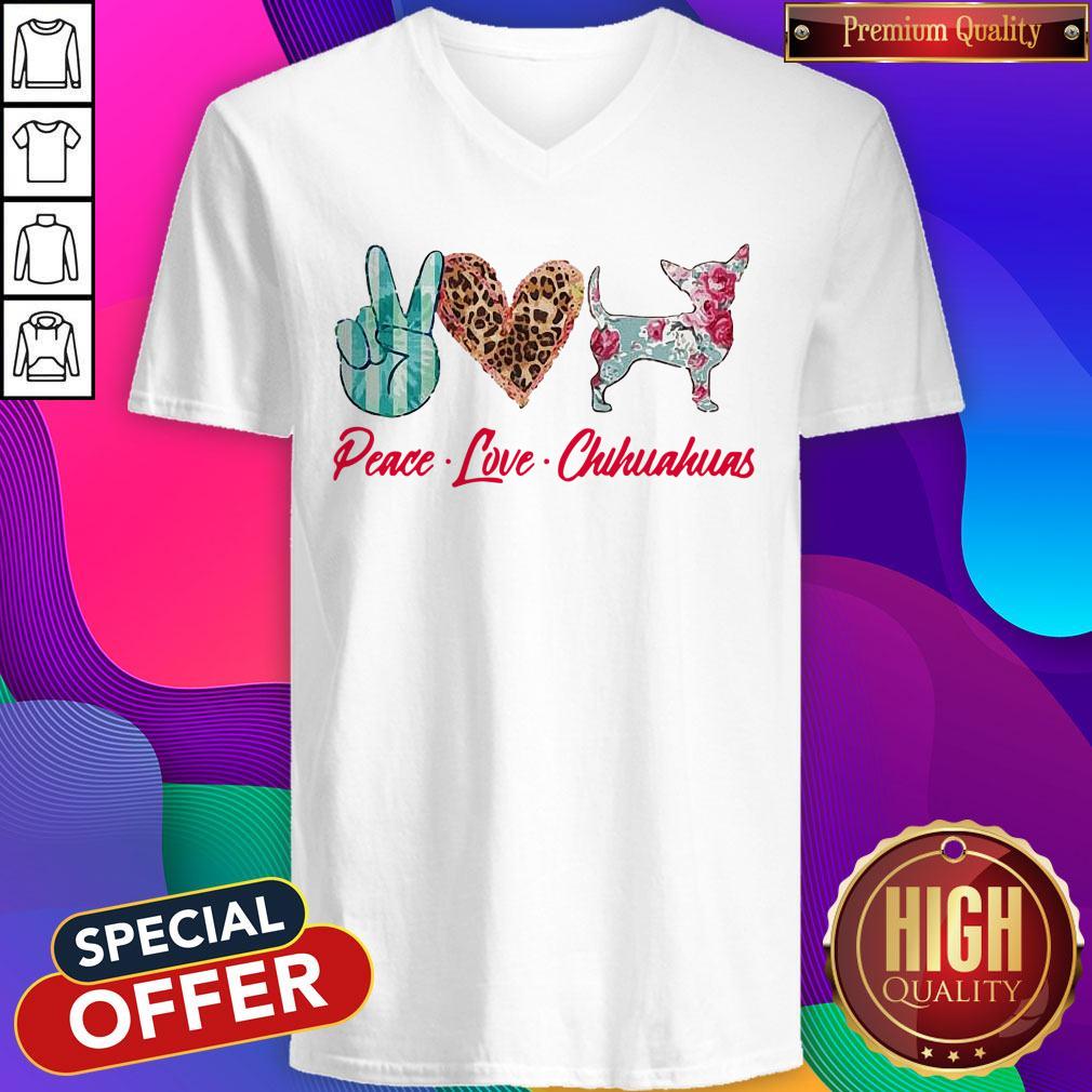 Awesome Peace Love Chihuahua Flowers Shirt