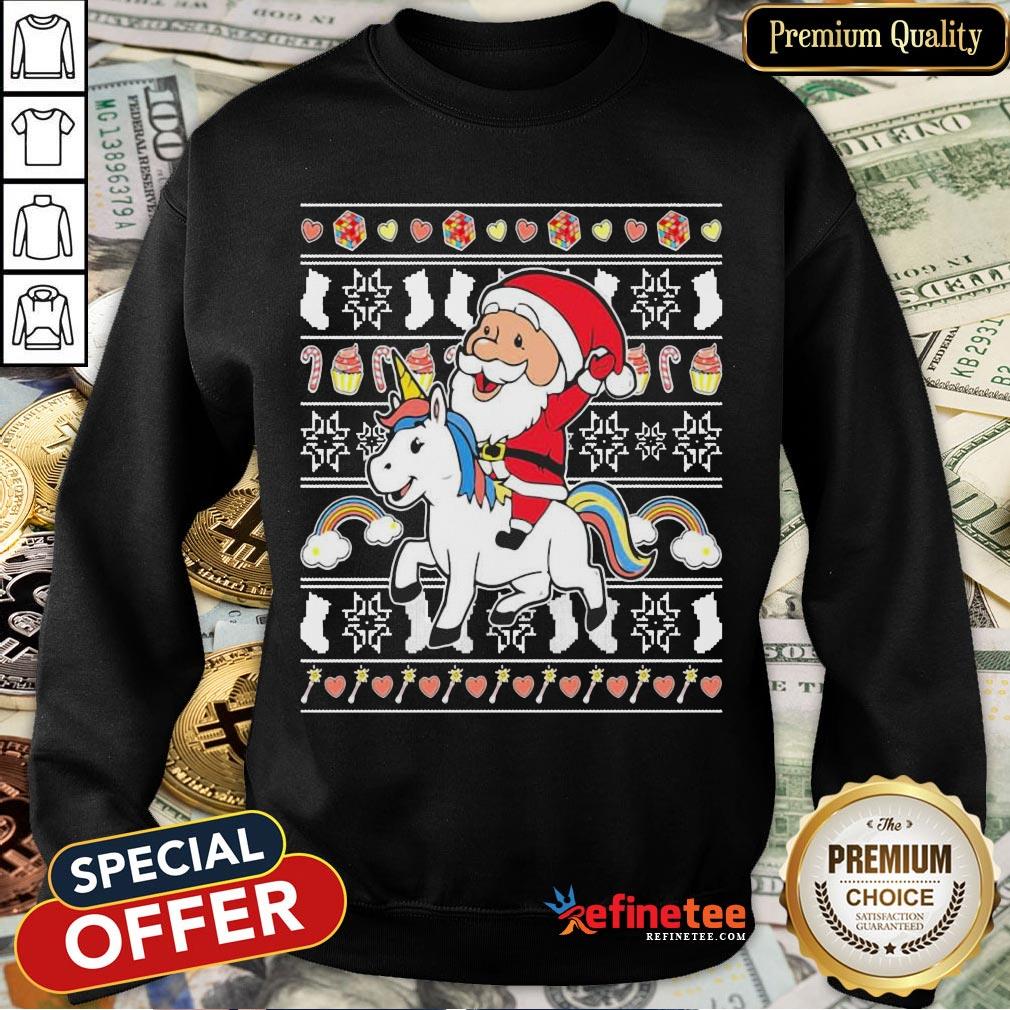 Awesome Santa Claus Riding Unicorn Christmas Shirt